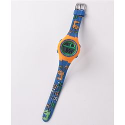 Babyhug Free Size Digital Watch With Dino Print - Blue