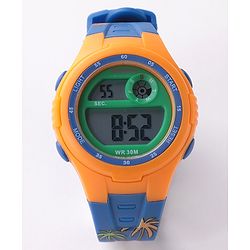 Babyhug Free Size Digital Watch With Dino Print - Blue