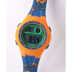 Babyhug Free Size Digital Watch With Dino Print - Blue