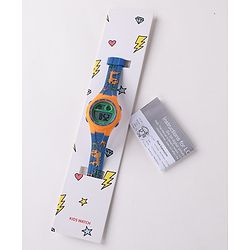 Babyhug Free Size Digital Watch With Dino Print - Blue