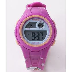 Babyhug Free Size Digital Watch With Bear Print - Purple