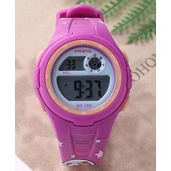 Babyhug Free Size Digital Watch With Bear Print - Purple