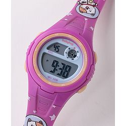 Babyhug Free Size Digital Watch With Bear Print - Purple