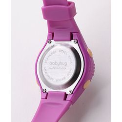 Babyhug Free Size Digital Watch With Bear Print - Purple