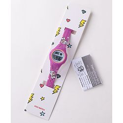 Babyhug Free Size Digital Watch With Bear Print - Purple