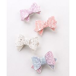 Babyhug Free Size Hair Pins And Clips  With Bow Applique Pack Of 4- Multicolor