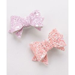 Babyhug Free Size Hair Pins And Clips  With Bow Applique Pack Of 4- Multicolor
