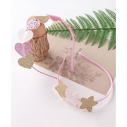 Babyhug  Free Size Hair Bands With Heart Applique Pack of 2 -Multicolor