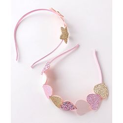 Babyhug  Free Size Hair Bands With Heart Applique Pack of 2 -Multicolor