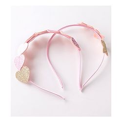 Babyhug  Free Size Hair Bands With Heart Applique Pack of 2 -Multicolor