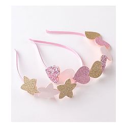 Babyhug  Free Size Hair Bands With Heart Applique Pack of 2 -Multicolor
