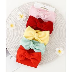 Babyhug Bow Applique Headbands Pack of 5 - Multicolor