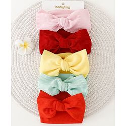 Babyhug Bow Applique Headbands Pack of 5 - Multicolor