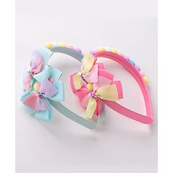 Babyhug Free Size Hair Bands With Bow Design Pack of 2- Multicolor