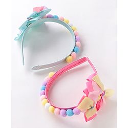 Babyhug Free Size Hair Bands With Bow Design Pack of 2- Multicolor