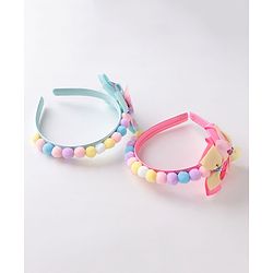 Babyhug Free Size Hair Bands With Bow Design Pack of 2- Multicolor