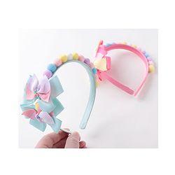 Babyhug Free Size Hair Bands With Bow Design Pack of 2- Multicolor