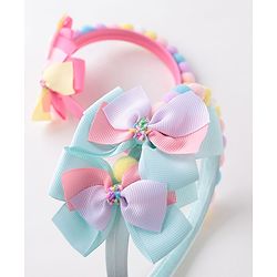 Babyhug Free Size Hair Bands With Bow Design Pack of 2- Multicolor