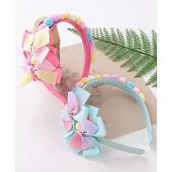 Babyhug Free Size Hair Bands With Bow Design Pack of 2- Multicolor