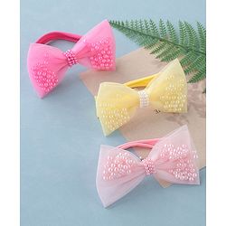 Babyhug Free Size  Headbands With Bow Design Pack of 3- Multicolor