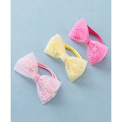 Babyhug Free Size  Headbands With Bow Design Pack of 3- Multicolor