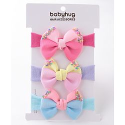 Babyhug Free Size Headbands With Bow Applique - Multicolor