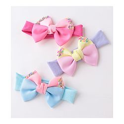 Babyhug Free Size Headbands With Bow Applique - Multicolor