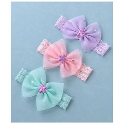 Babyhug Free Size Lace Headbands with Bow & Star Applique Pack of 3 - Multicolor