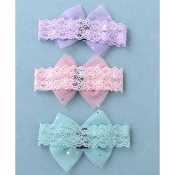 Babyhug Free Size Lace Headbands with Bow & Star Applique Pack of 3 - Multicolor