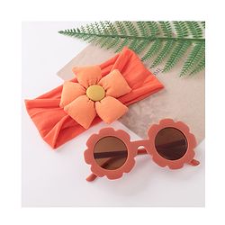 Babyhug Free Size Headband With Flower Applique & Sunglasses - Orange