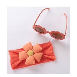 Babyhug Free Size Headband With Flower Applique & Sunglasses - Orange