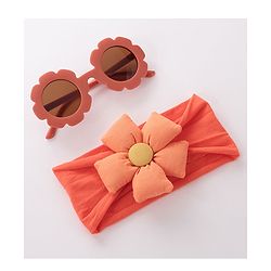 Babyhug Free Size Headband With Flower Applique & Sunglasses - Orange