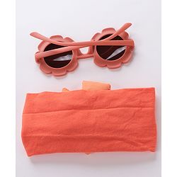 Babyhug Free Size Headband With Flower Applique & Sunglasses - Orange