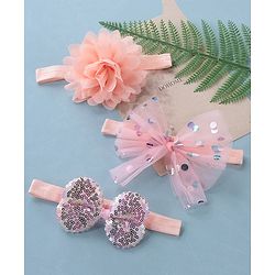 Babyhug Free Size Headbands With Bow & Floral Applique Pack of 3 - Multicolor