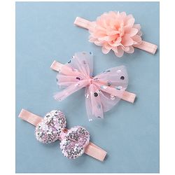Babyhug Free Size Headbands With Bow & Floral Applique Pack of 3 - Multicolor