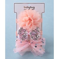 Babyhug Free Size Headbands With Bow & Floral Applique Pack of 3 - Multicolor