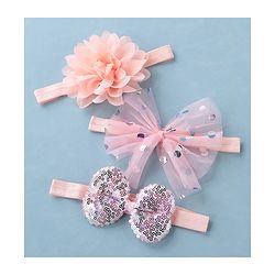 Babyhug Free Size Headbands With Bow & Floral Applique Pack of 3 - Multicolor