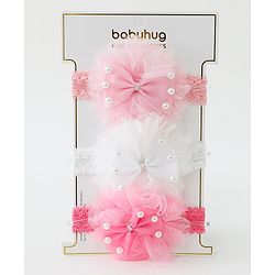 Babyhug Free Size Lace Headbands with Bow & Beads Pack of 3 - Multicolor