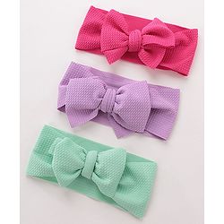 Babyhug Free Size Headbands with Bow Pack of 3 - Multicolor