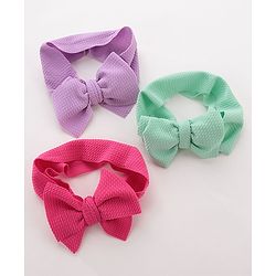 Babyhug Free Size Headbands with Bow Pack of 3 - Multicolor