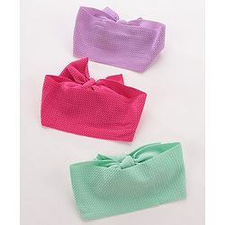 Babyhug Free Size Headbands with Bow Pack of 3 - Multicolor