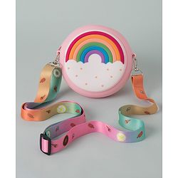Babyhug Sling Bag  with Rainbow Print  -  Pink