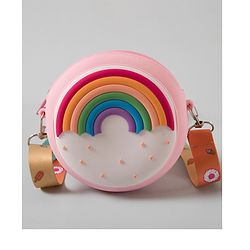 Babyhug Sling Bag  with Rainbow Print  -  Pink