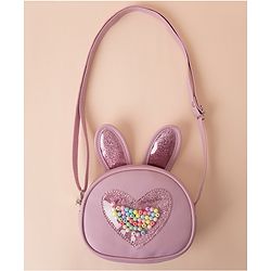 Babyhug Heart Print Sling Bag- Purple