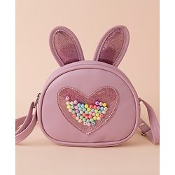 Babyhug Heart Print Sling Bag- Purple