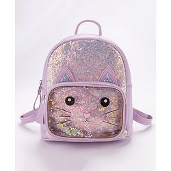 Babyhug Fashion Backpack With Kitty Face Design - Purple