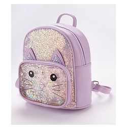 Babyhug Fashion Backpack With Kitty Face Design - Purple