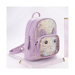 Babyhug Fashion Backpack With Kitty Face Design - Purple