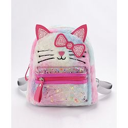 Babyhug Fashion Backpack With Kitty Face Design & Bow - Mulitcolor