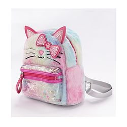 Babyhug Fashion Backpack With Kitty Face Design & Bow - Mulitcolor